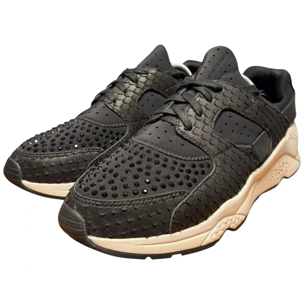 Ash Mood Women's 38/US 7 Black Sneakers Rhinestones Faux Snake Neoprene Shoes